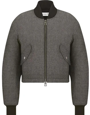 (W) Dior SS23 灰色純色羅紋拉鍊飛行夾克 341C34A3439-X8876 Buy (W) Dior SS23 灰色純色羅紋拉鍊飛行夾克 341C34A3439-X8876