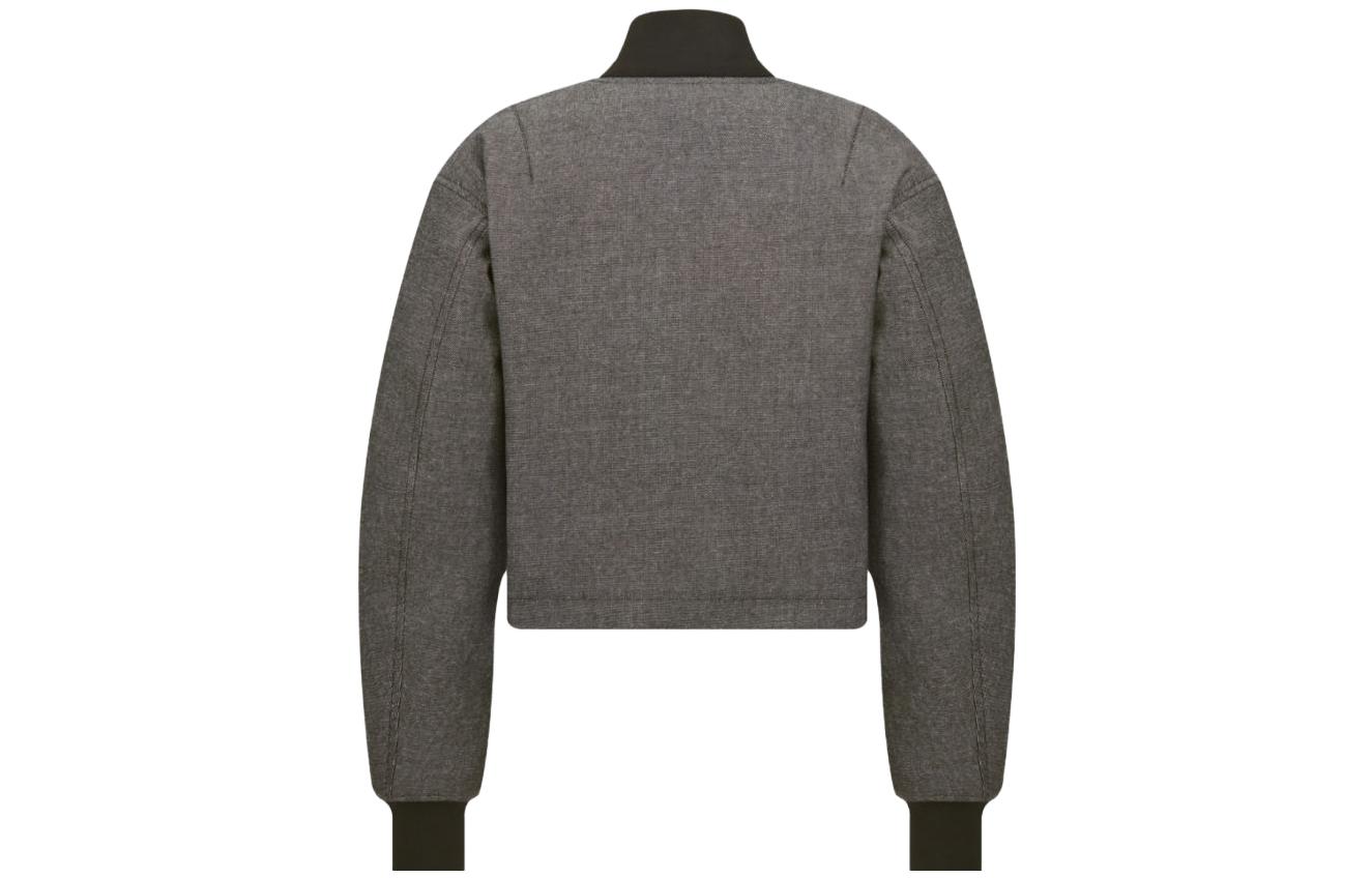 Lookbook (W) Dior SS23 灰色純色羅紋拉鍊飛行夾克 341C34A3439-X8876