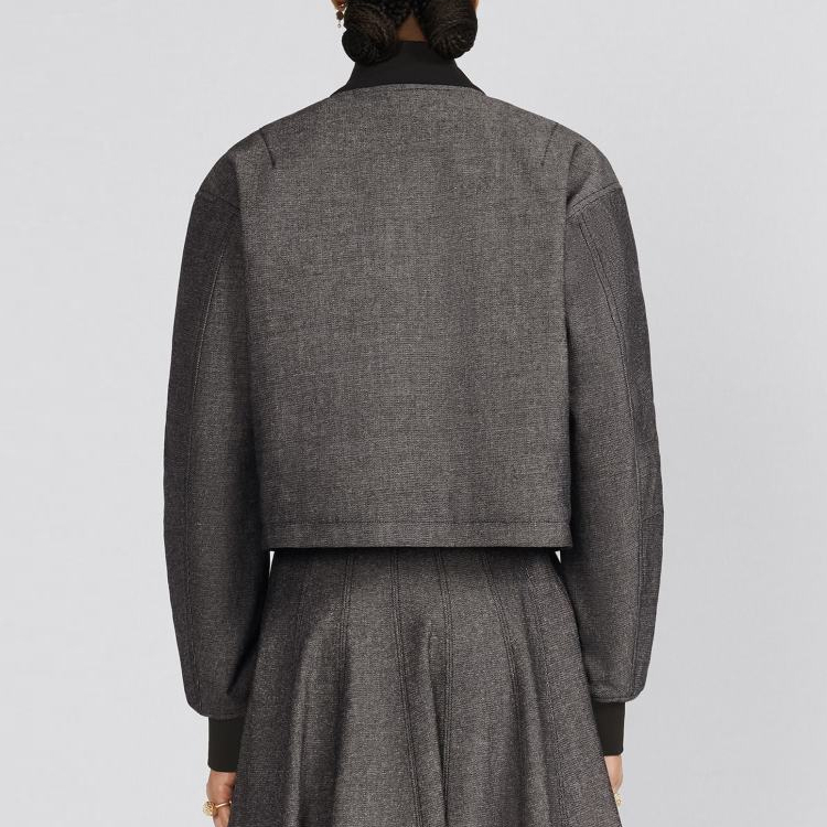 Purchase (W) Dior SS23 灰色純色羅紋拉鍊飛行夾克 341C34A3439-X8876