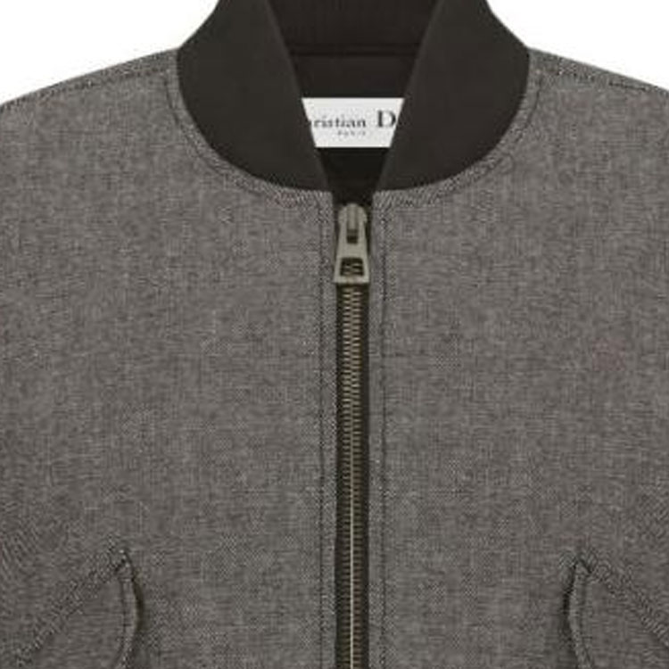 Sizing (W) Dior SS23 灰色純色羅紋拉鍊飛行夾克 341C34A3439-X8876