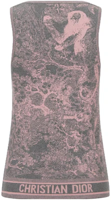 (W) DIOR SS23 Women''s Sweater Abu-Abu Knit dengan Desain Colorblock Motif Hewan. 224T46AM104-X8839 Lookbook (W) DIOR SS23 Women''s Sweater Abu-Abu Knit dengan Desain Colorblock Motif Hewan. 224T46AM104-X8839