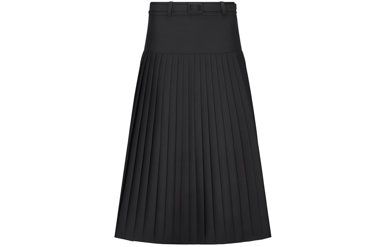 (Women) DIOR SS24  Black Midi Pleated Casual Dress. 421J04A1757-X9000