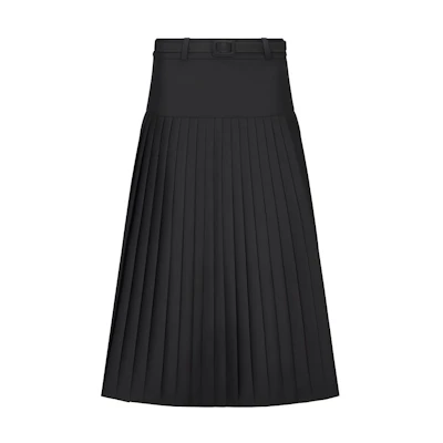 (Women) DIOR SS24 Black Midi Pleated Casual Dress. 421J04A1757-X9000