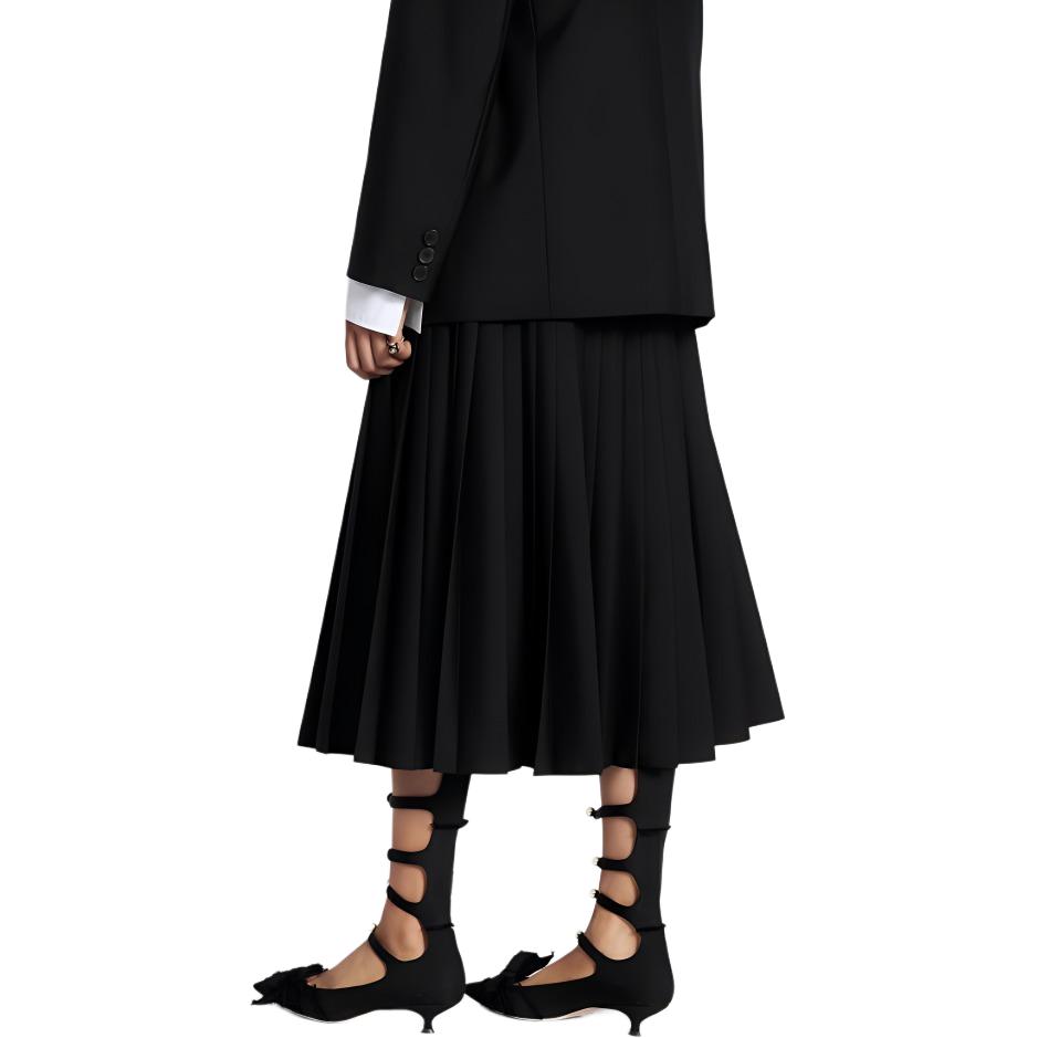 Details for (W) DIOR SS24 黑色中長款百褶休閒洋裝 421J04A1757-X9000