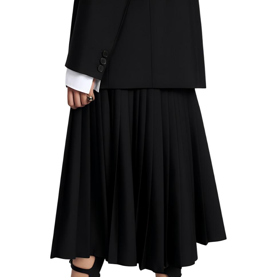 Sizing (W) DIOR SS24 黑色中長款百褶休閒洋裝 421J04A1757-X9000