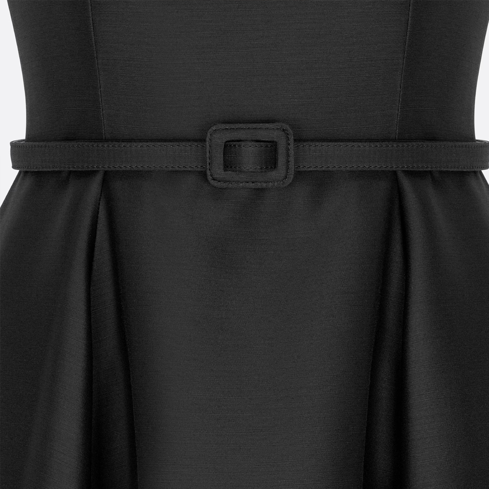 Sizing (W) DIOR SS24 黑色百褶方領中長連衣裙 421R73A1212-X9000