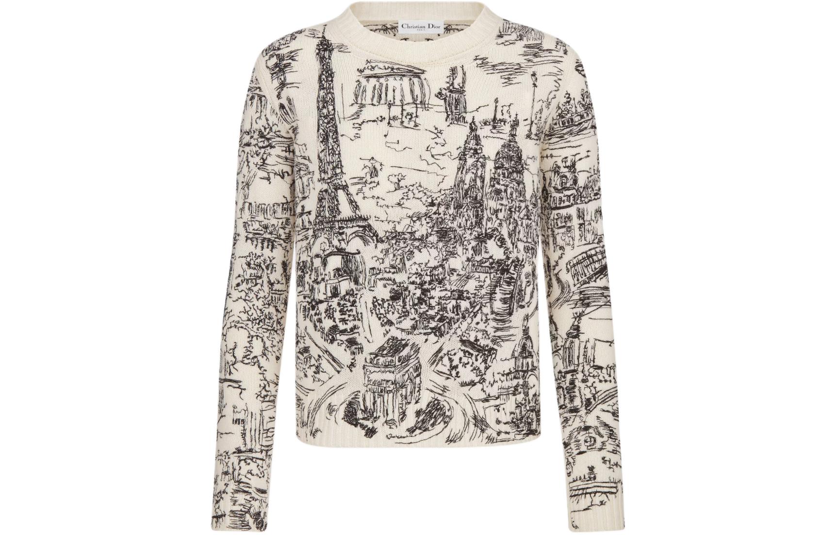 (Women) DIOR SS24  Cashmere Sweater with Architectural Embroidery - Multicolor. 444S57AM034-X0930