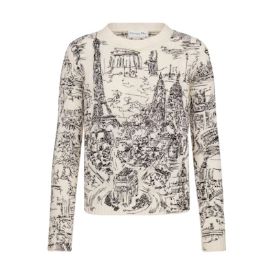 (Women) DIOR SS24 Cashmere Sweater with Architectural Embroidery - Multicolor. 444S57AM034-X0930