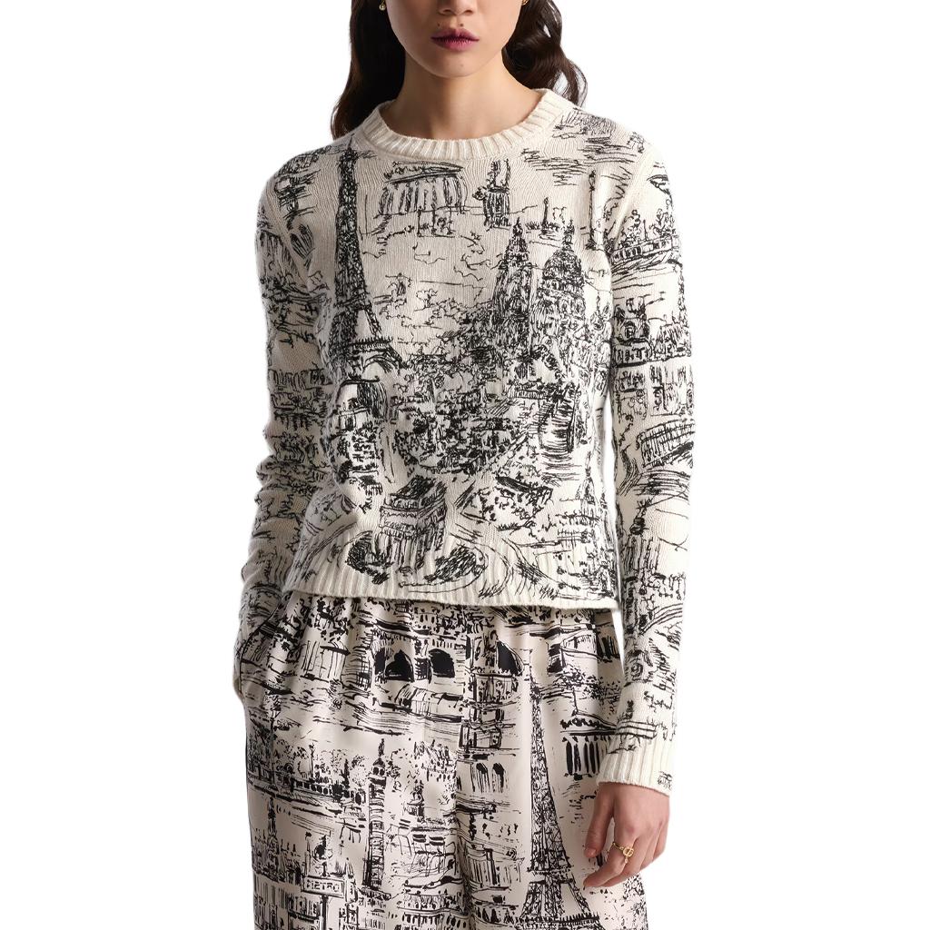 Shop (W) DIOR SS24 캐시미어 스웨터 아키텍처 자수 - 멀티컬러. 444S57AM034-X0930