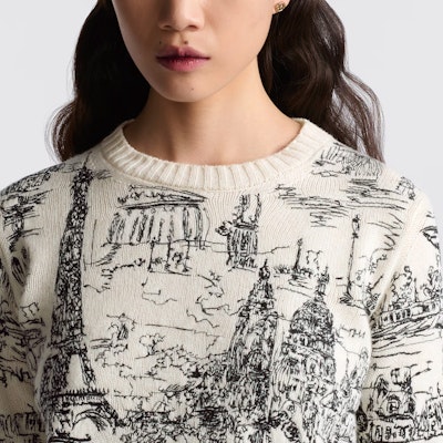 (W) DIOR SS24 캐시미어 스웨터 아키텍처 자수 - 멀티컬러. 444S57AM034-X0930 Details for (W) DIOR SS24 캐시미어 스웨터 아키텍처 자수 - 멀티컬러. 444S57AM034-X0930