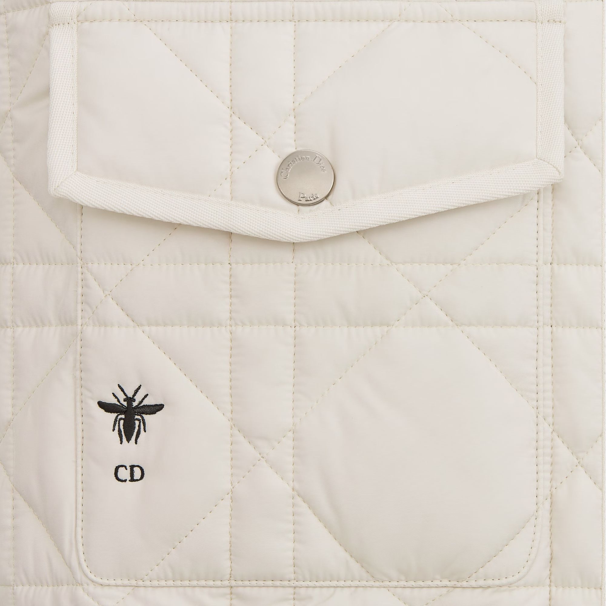 Shop (W) DIOR SS24 Vest Beige Logo Sulaman Warna Solid dengan Zip. 417C75A2827-X0250