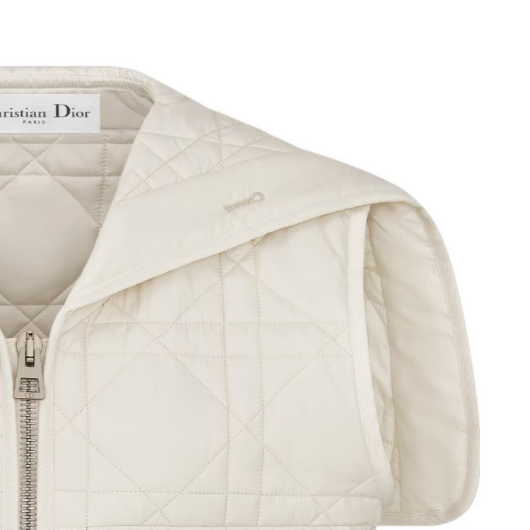 Details for (W) DIOR SS24 Vest Beige Logo Sulaman Warna Solid dengan Zip. 417C75A2827-X0250