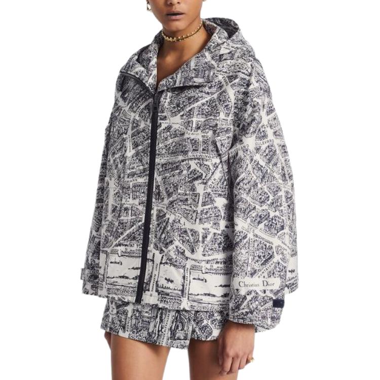 (Women) DIOR SS24  White Logo Print Zip-Up Hoodie Jacket. 357C25A2780-X1850 圖 4