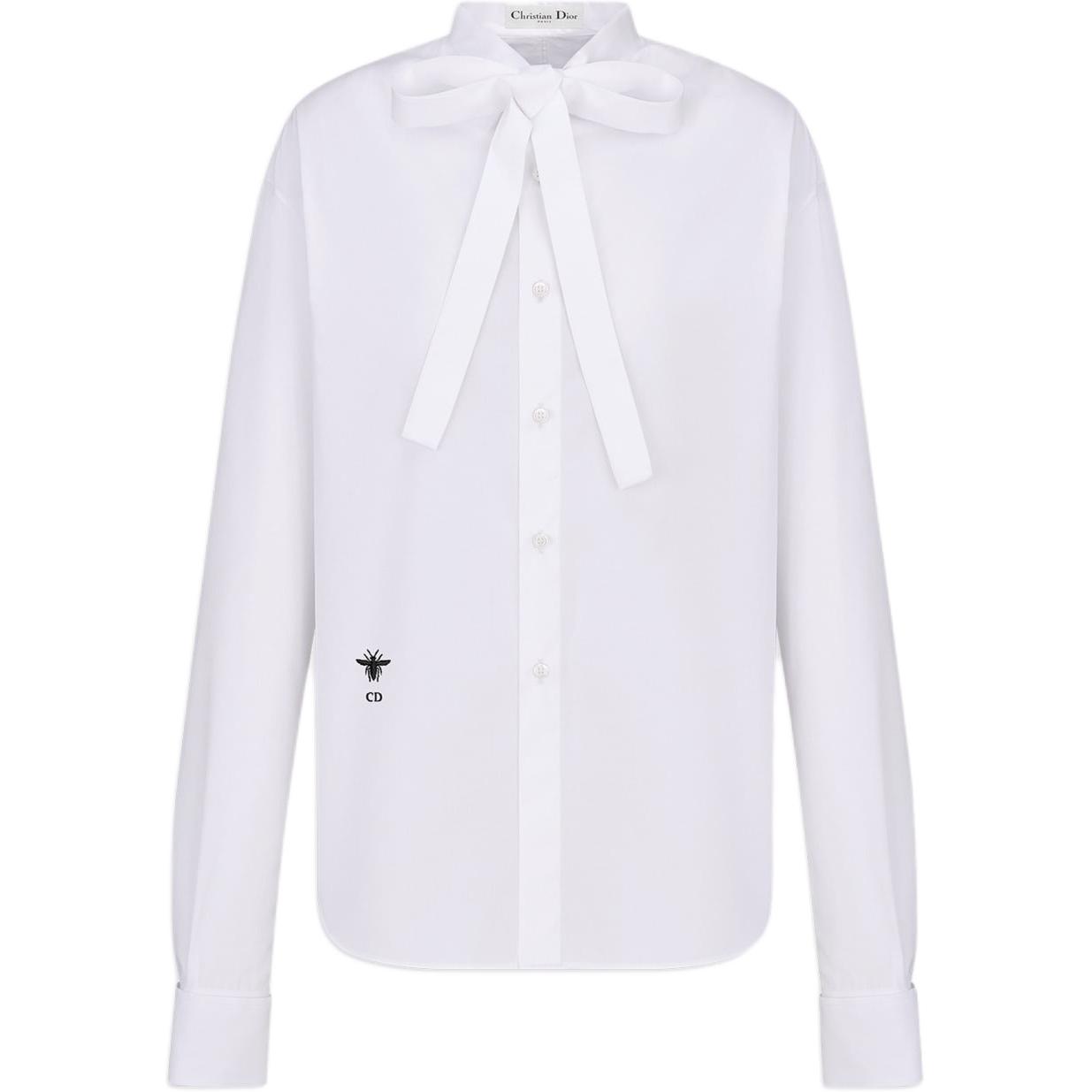(Women) DIOR SS24  White Long Sleeve Shirt with Logo Embroidery and Bow Detail. 441B39A3356-X0100 圖 2