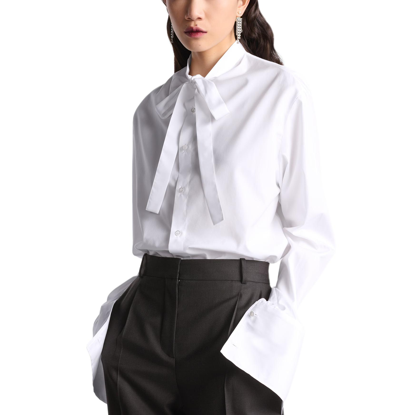 (Women) DIOR SS24  White Long Sleeve Shirt with Logo Embroidery and Bow Detail. 441B39A3356-X0100 圖 6