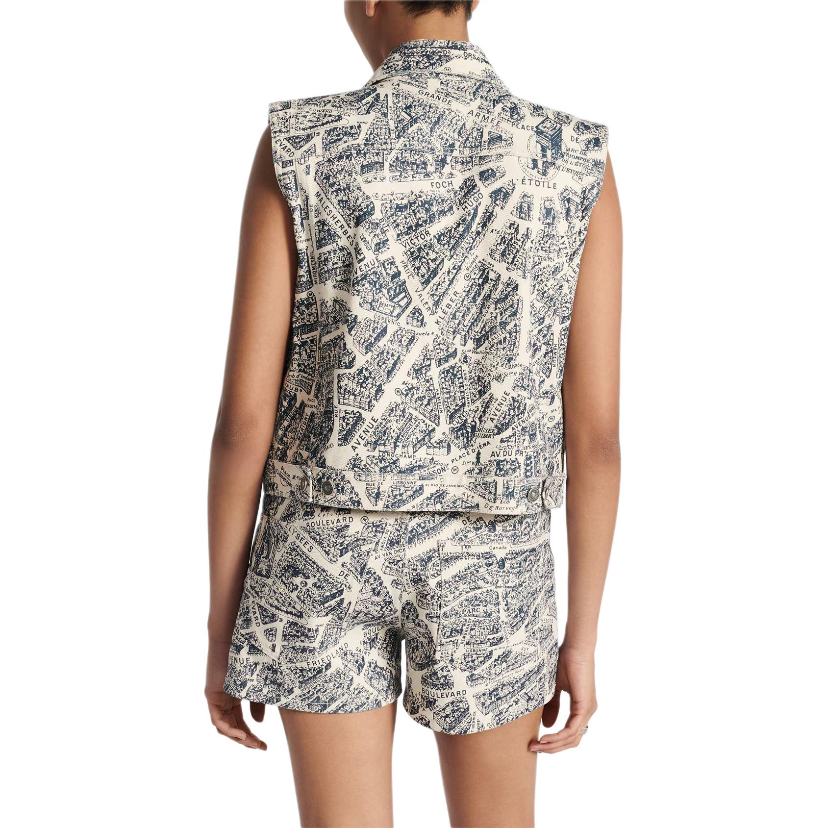 Shop (W) Chaleco corto abotonado DIOR SS24 azul marino con diseño. 422G16A3980-X1850