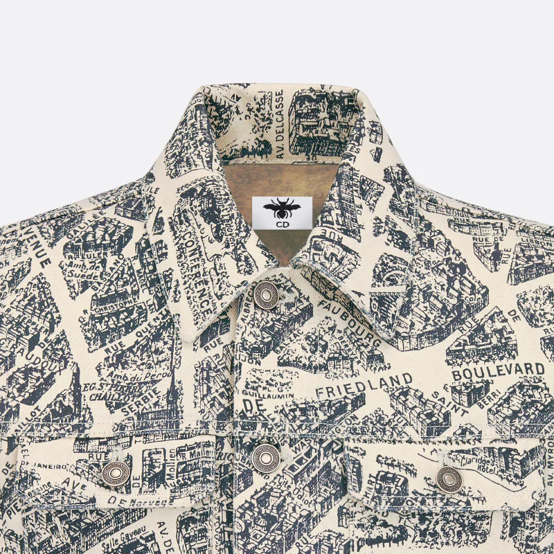 Details for (W) Chaleco corto abotonado DIOR SS24 azul marino con diseño. 422G16A3980-X1850