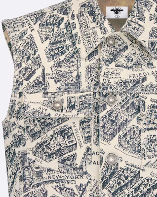 (Women) DIOR SS24 Navy Blue Patterned Short Button-Up Vest. 422G16A3980-X1850 Sizing (Women) DIOR SS24 Navy Blue Patterned Short Button-Up Vest. 422G16A3980-X1850