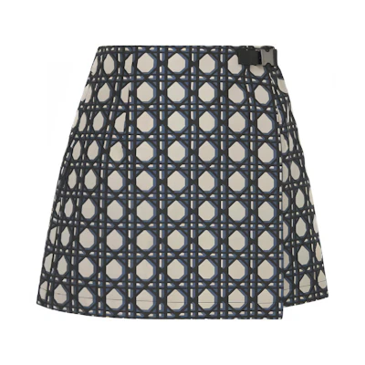 (Women) DIOR SS24 Navy Blue Cannage Pattern Flared Casual Skort for Women. 417P15A2378-X5856
