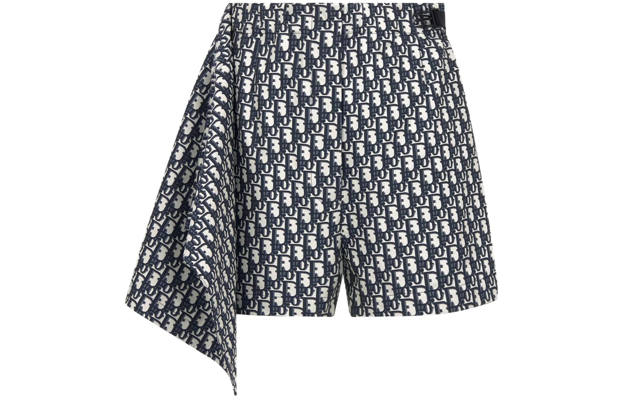 Shop (W) DIOR SS24 Oblique Jacquard Taffeta Flared Shorts Wanita 357P15A2970-X5803