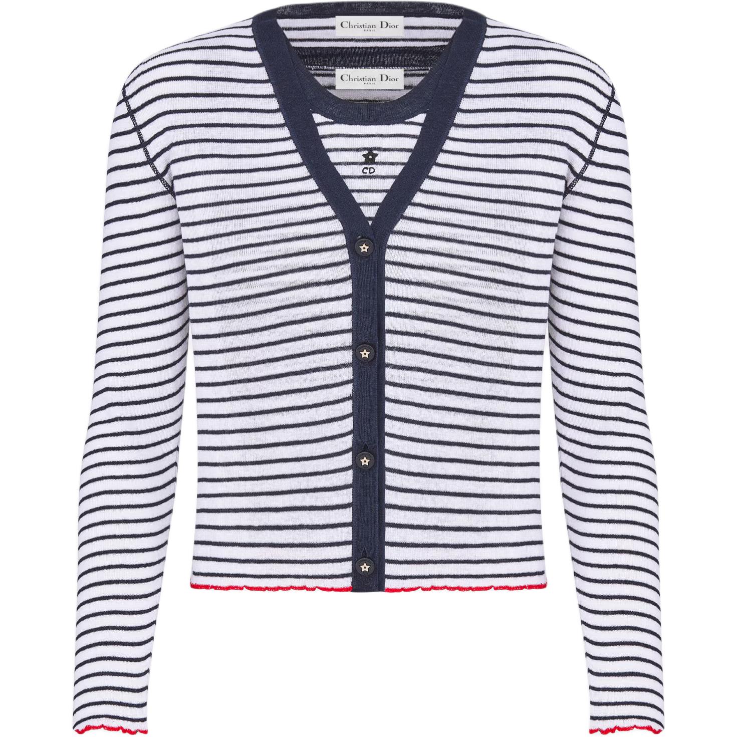 Order (W) DIOR 條紋圓領針織休閒套裝 女士 藍色 444W01AM785-X5883