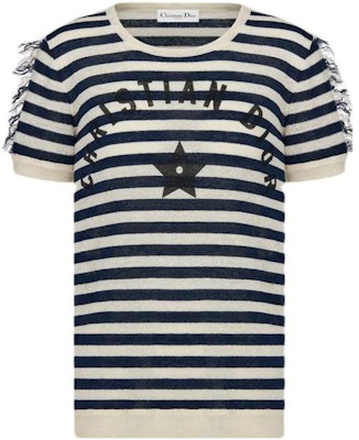 (Women) DIOR Striped Crewneck Short-Sleeve T-Shirt Women’s Blue 314S28AM718-5855 Buy (Women) DIOR Striped Crewneck Short-Sleeve T-Shirt Women’s Blue 314S28AM718-5855