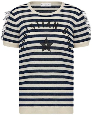 (Women) DIOR Striped Crewneck Short-Sleeve T-Shirt Women’s Blue 314S28AM718-5855 Order (Women) DIOR Striped Crewneck Short-Sleeve T-Shirt Women’s Blue 314S28AM718-5855