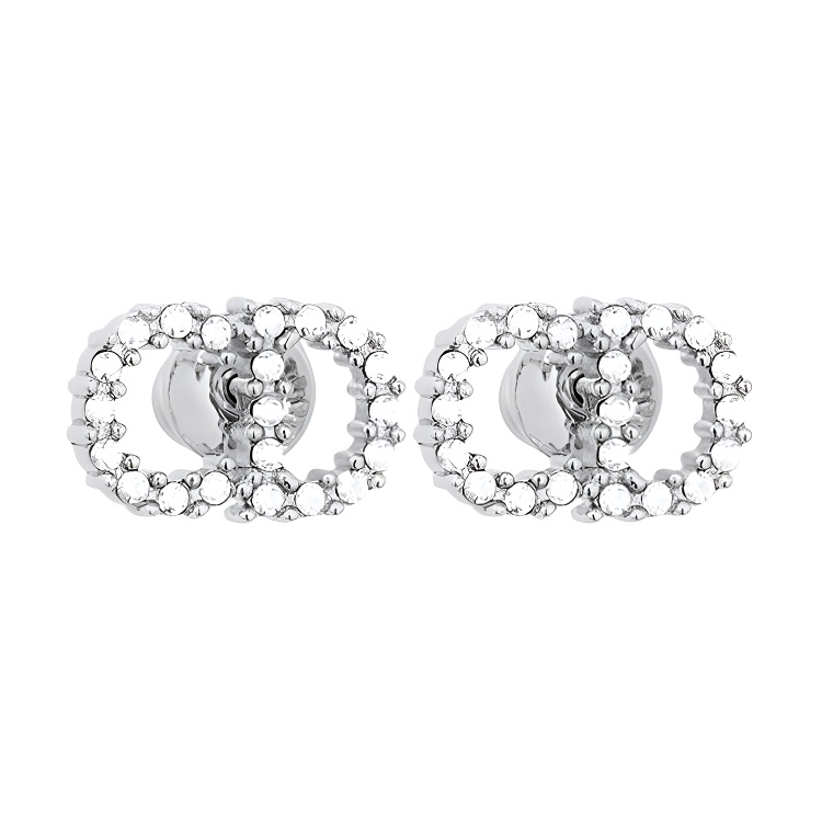 (Women) Dior Stylish Crescent Palladium Hoop Earrings for Women E1715CDLCY-D102