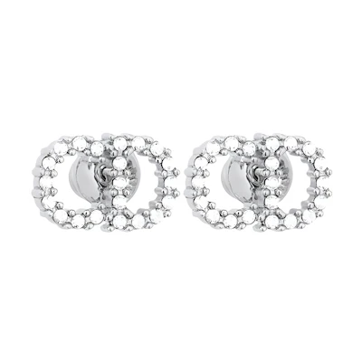 (Women) Dior Stylish Crescent Palladium Hoop Earrings for Women E1715CDLCY-D102