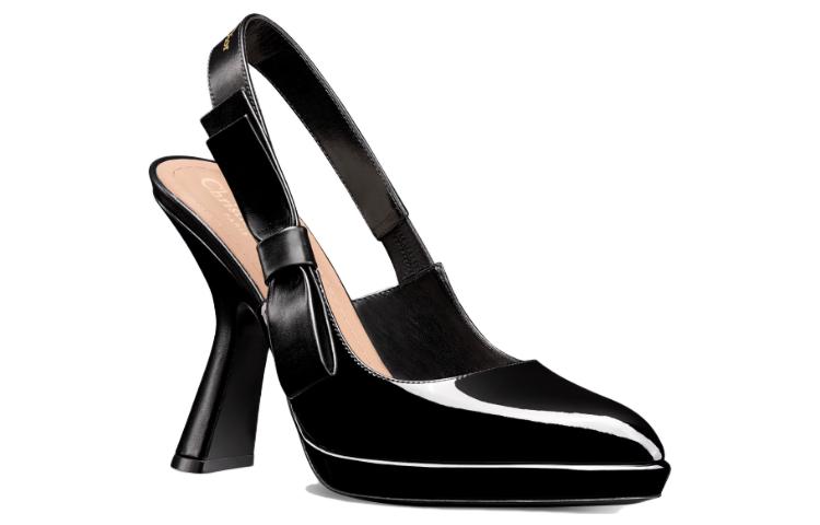 Lookbook (W) Dior Kasut Tumit Tebal Hitam 10.5cm Slip-On Bucu Tajam Kulit Paten KCV120VCA_S900