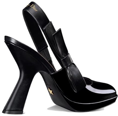 (W) Dior Kasut Tumit Tebal Hitam 10.5cm Slip-On Bucu Tajam Kulit Paten KCV120VCA_S900 Shop (W) Dior Kasut Tumit Tebal Hitam 10.5cm Slip-On Bucu Tajam Kulit Paten KCV120VCA_S900