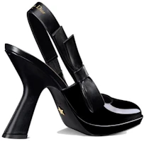 Shop DIOR迪奧 Sweet-D 漆皮 尖頭套腳 粗跟 高跟鞋 10.5公分 女款 黑色