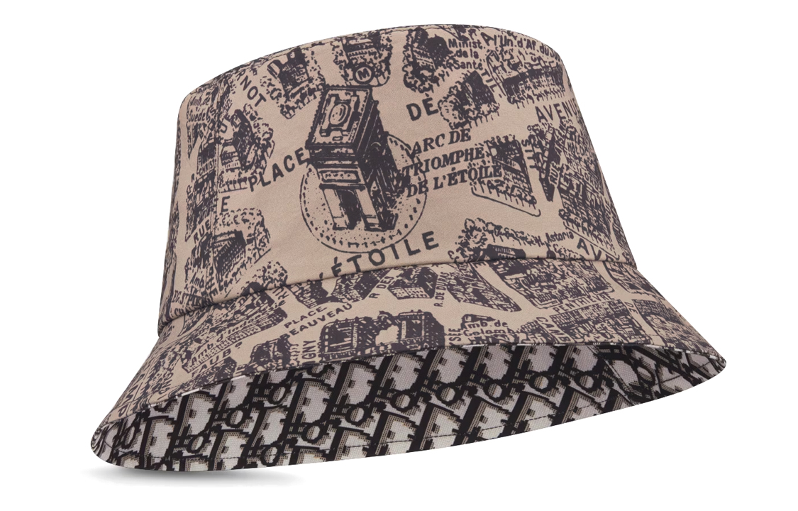 (Women) DIOR Teddy-D Reversible Printed Bucket Hat for Women in Brown. 32CPA923I130-C132