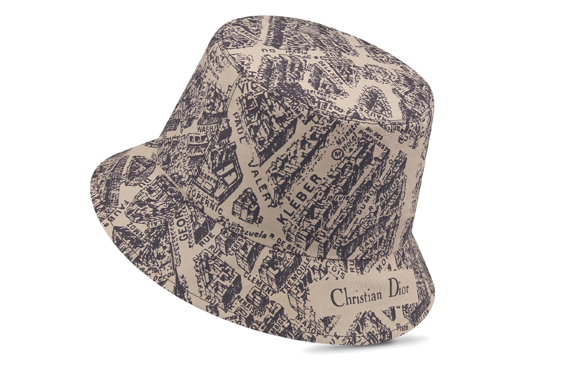 Shop (W) DIOR Teddy-D Topi Bucket Wanita Coklat Motif Reversible. 32CPA923I130-C132