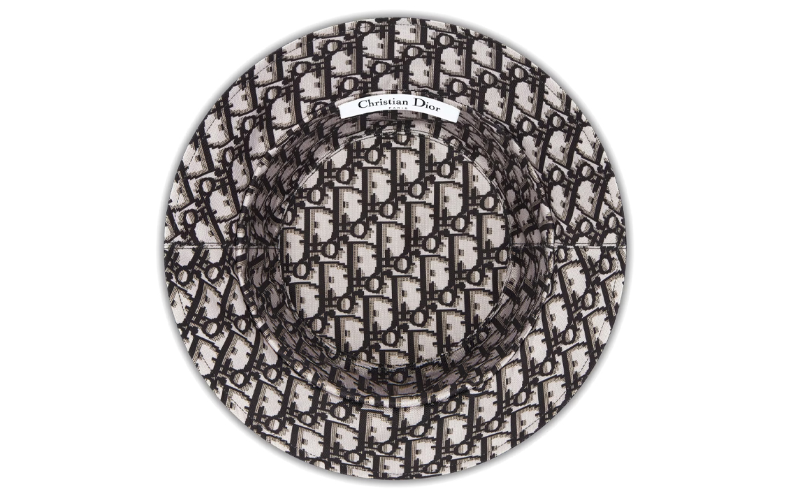 Sizing (W) DIOR Teddy-D Topi Bucket Wanita Coklat Motif Reversible. 32CPA923I130-C132