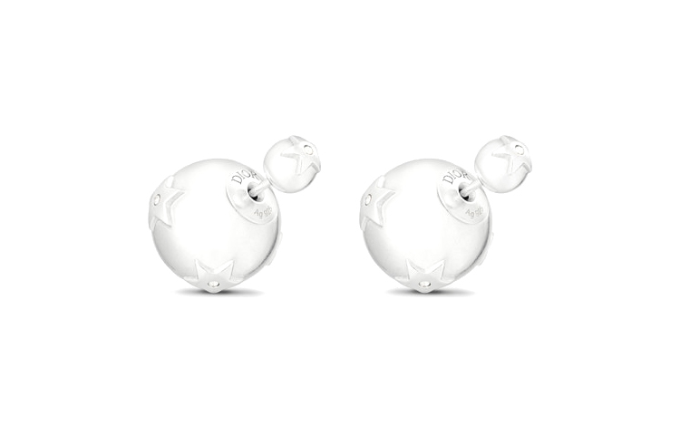 (Women) DIOR Tribales 925 Silver Logo Stud Earrings for Women - Silver. E2089WOMCY_D14S