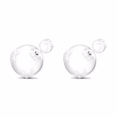 (Women) DIOR Tribales 925 Silver Logo Stud Earrings for Women - Silver. E2089WOMCY_D14S