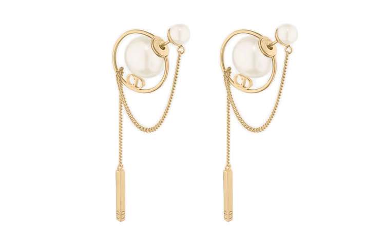 (Women) Dior Tribales Brass Resin Pearl Earrings Gold E0956TRIRS301
