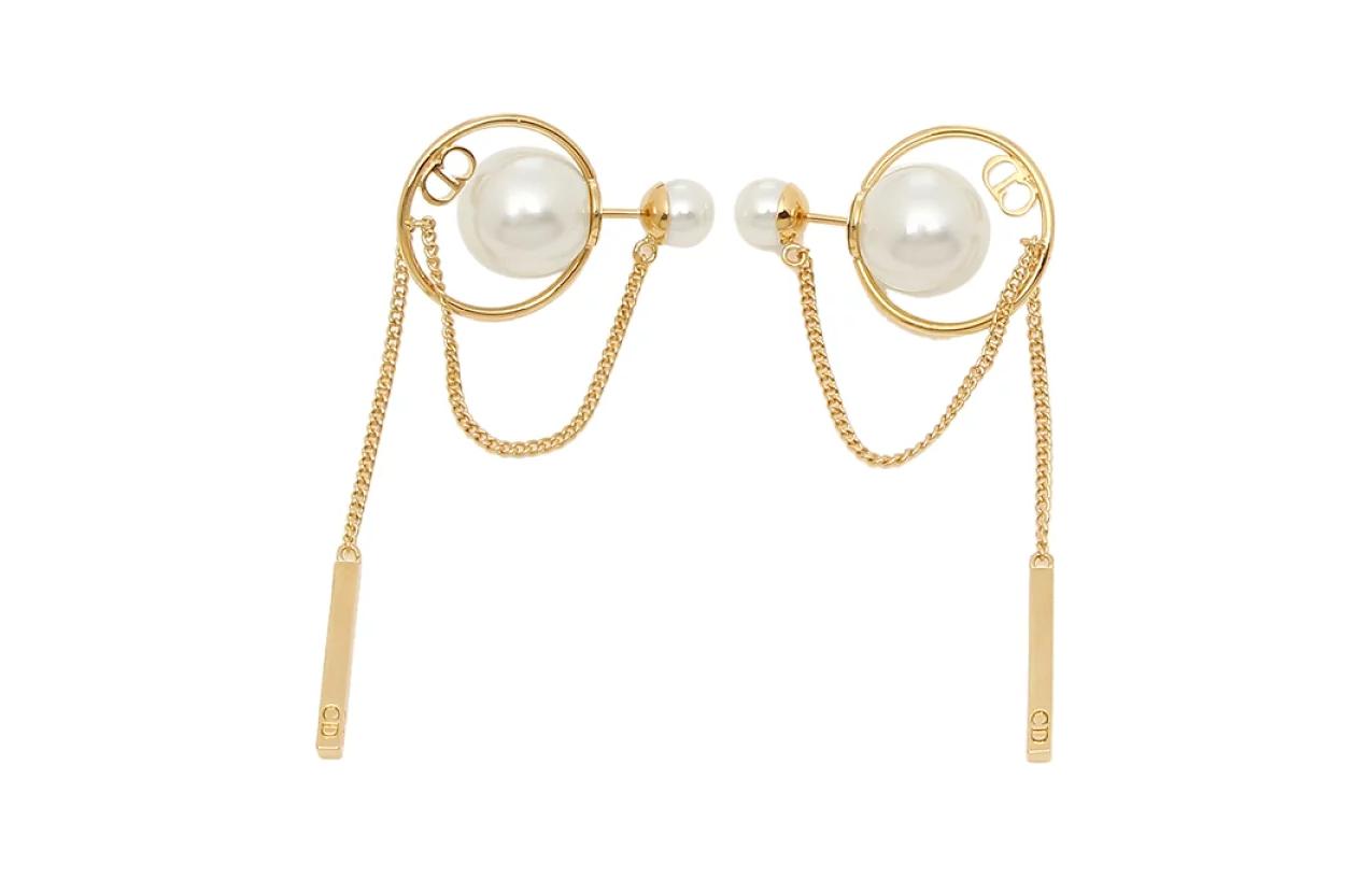 (Women) Dior Tribales Brass Resin Pearl Earrings Gold E0956TRIRS301 圖 3