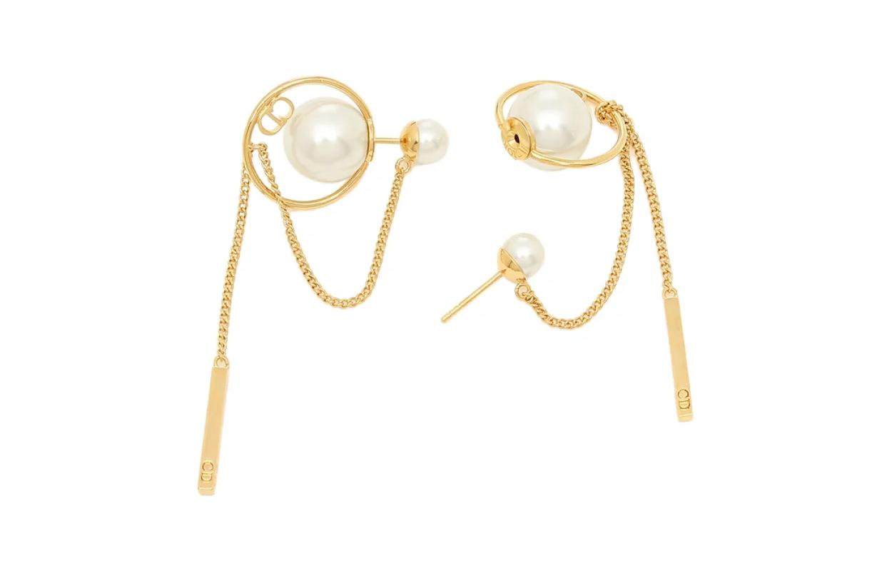 (Women) Dior Tribales Brass Resin Pearl Earrings Gold E0956TRIRS301 圖 4