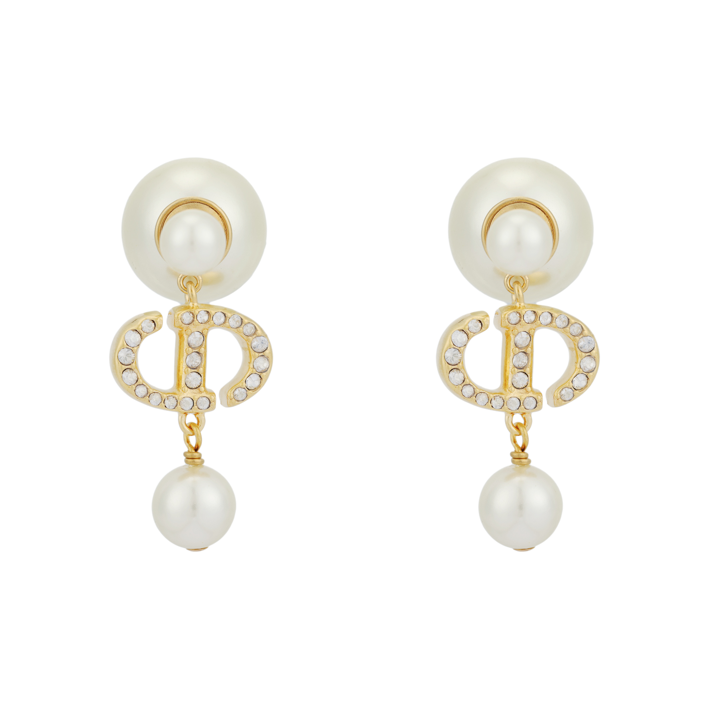 (Women) DIOR Tribales Pearl Star Rhinestone Resin Earrings for Women. E1811TRICY-D301