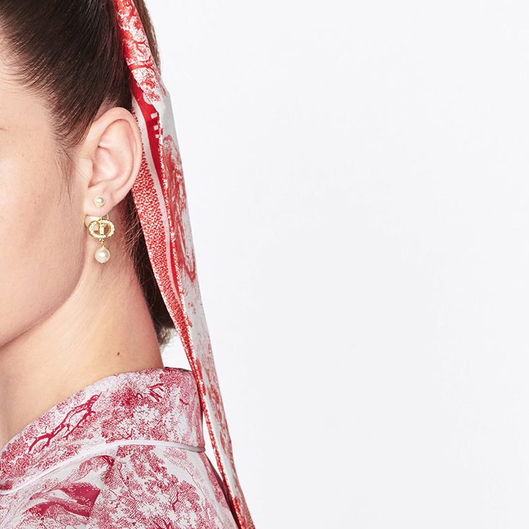 (Women) DIOR Tribales Pearl Star Rhinestone Resin Earrings for Women. E1811TRICY-D301 圖 5