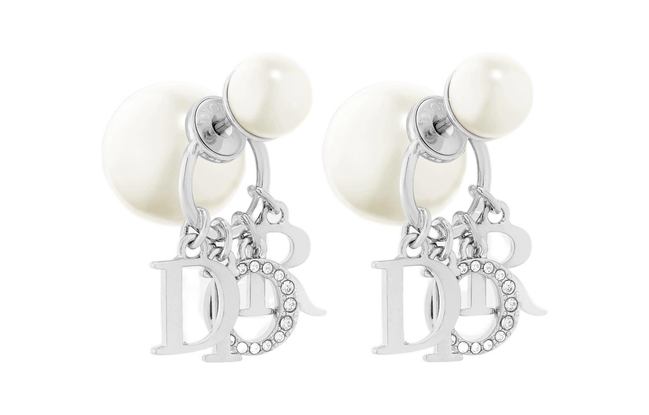 Lookbook (W) DIOR Tribales 樹脂仿水晶金耳環 女士 - 白色 E1411TRICY-D009