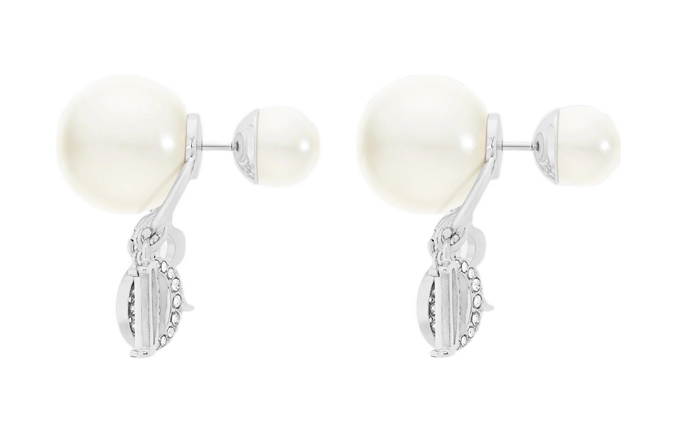 Shop (W) DIOR Tribales 樹脂仿水晶金耳環 女士 - 白色 E1411TRICY-D009