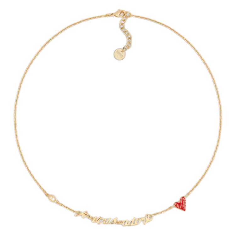 (Women) DIOR Tribales Resin Metal Necklace with Heart Motif -  Gold. N2916WOMLQ_D309