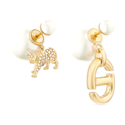 (Women) DIOR Tribales Tiger CD Logo Earrings Gold. E2411WOMCY_D03S