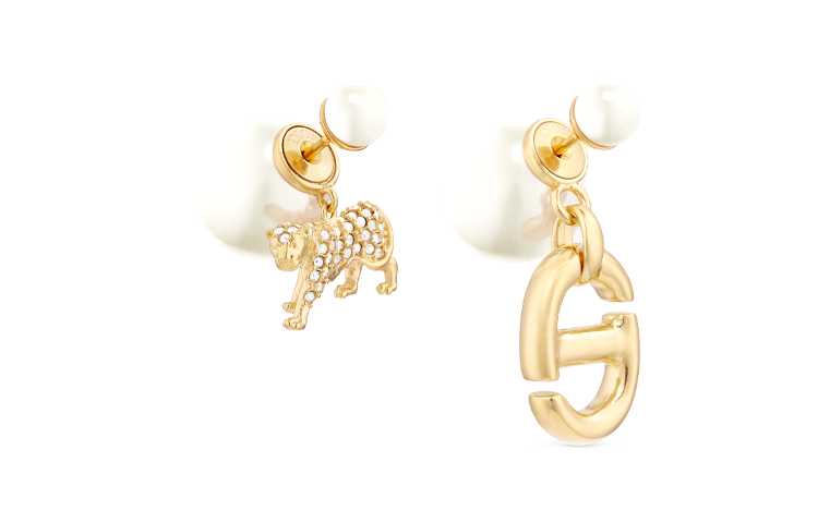 (Women) DIOR Tribales Tiger CD Logo  Earrings Gold. E2411WOMCY_D03S 圖 2