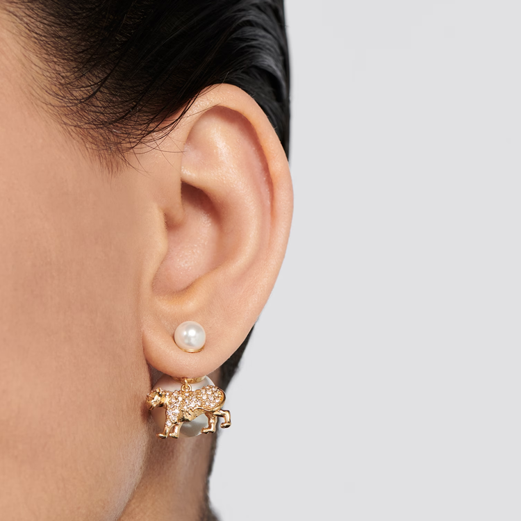 (Women) DIOR Tribales Tiger CD Logo  Earrings Gold. E2411WOMCY_D03S 圖 4