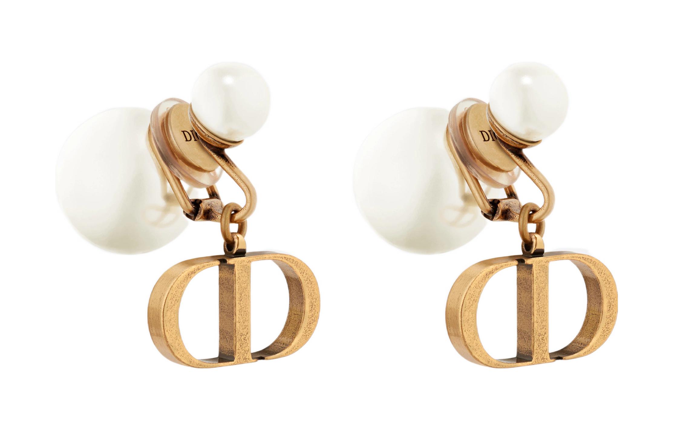 Order (W) Pendientes DIOR Tribales Vintage Clip-On Oro y Perla Resina para Mujer. E2073WOMRS-D908