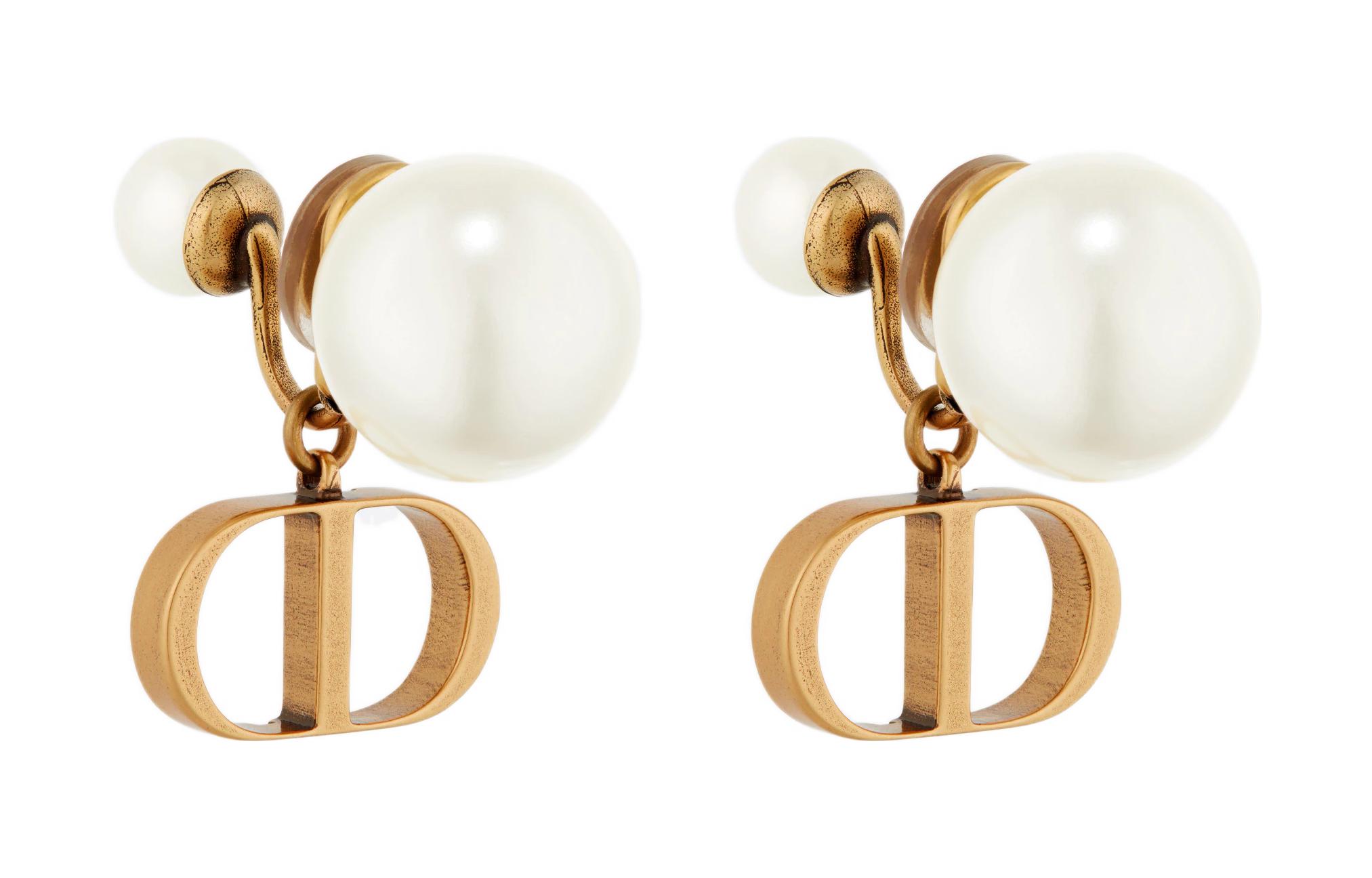 Shop (W) Pendientes DIOR Tribales Vintage Clip-On Oro y Perla Resina para Mujer. E2073WOMRS-D908